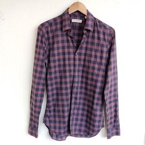 Burberry London Blue and Red Check Button Down Shirt Size Small